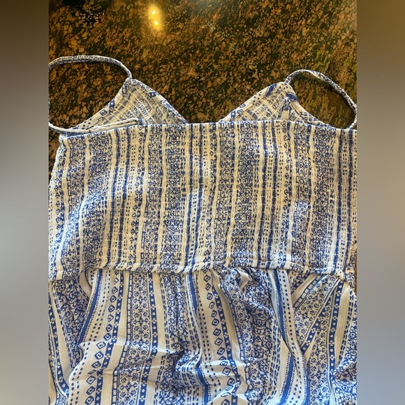 Large maxi blue white tribal beach festival japna dress adjustable straps - Picture 2 of 6